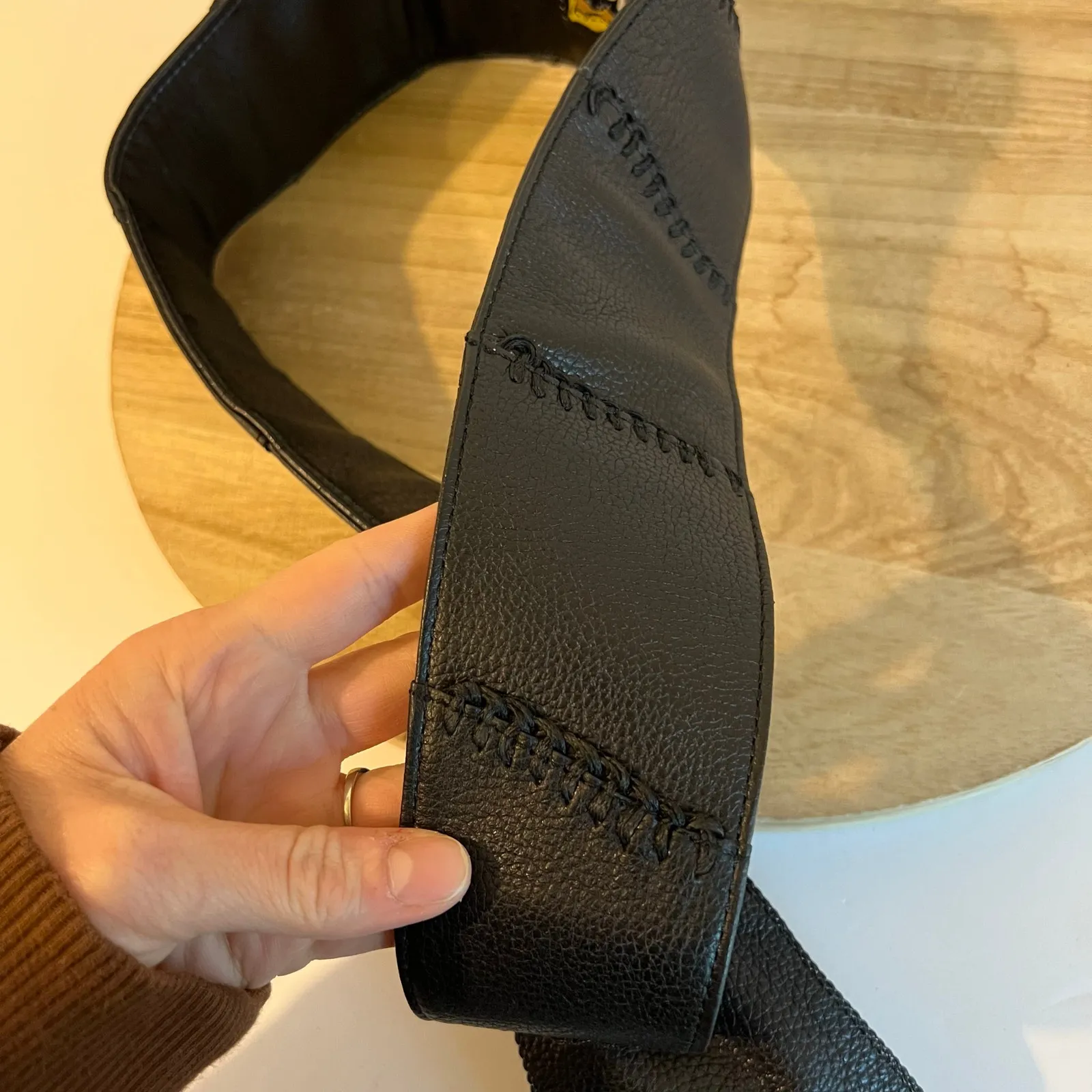 Chi Designed by Carlos Falchi Black Genuine Leather Snake Skin Belt Free Size - Image 12