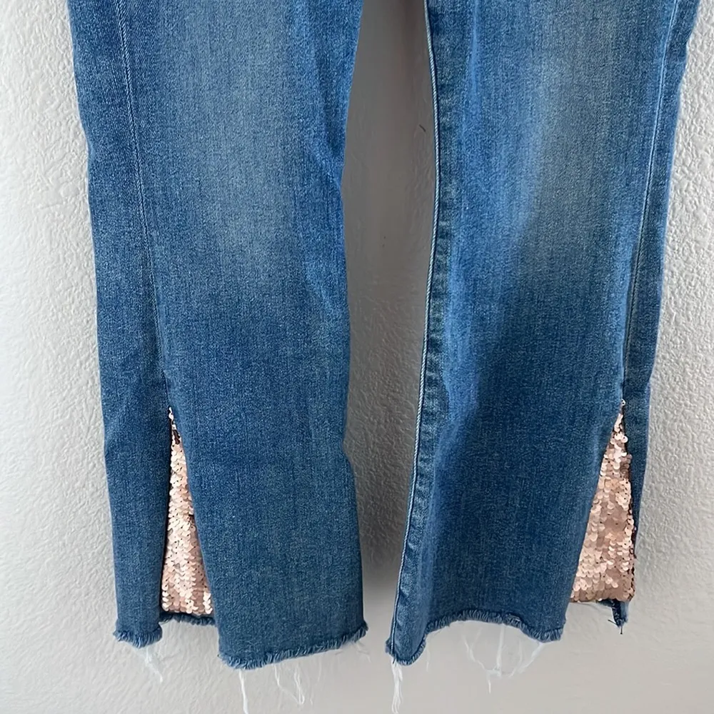 7 For All Mankind Luxe Vintage High Waist Slim Kick Sequined Jeans 27 - Image 4