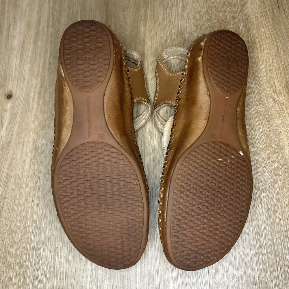 Pikolinos Womens 8 Valarta Sandals Leather T Strap Flower Brown Covered Toe - Image 6