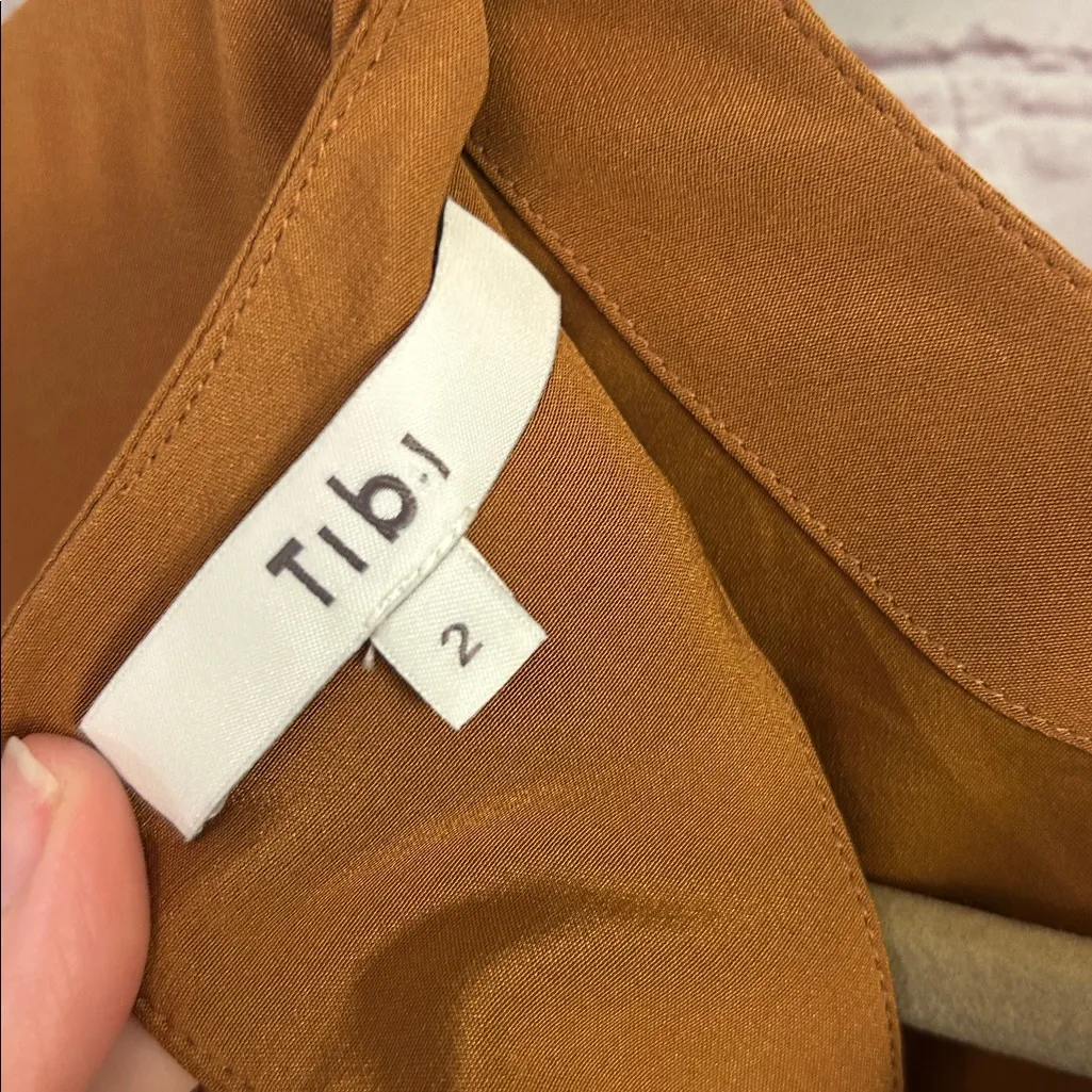 Tibi ruffle sleeve deep brown silk mini dress size 2 old money preppy trad wife - Image 6