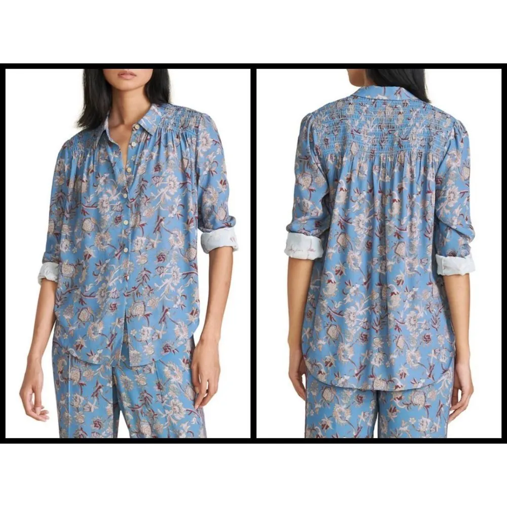 💕VERONICA BEARD💕 Dazed Floral Shirt ~  Cornflower Blue 2 NWT - Image 9