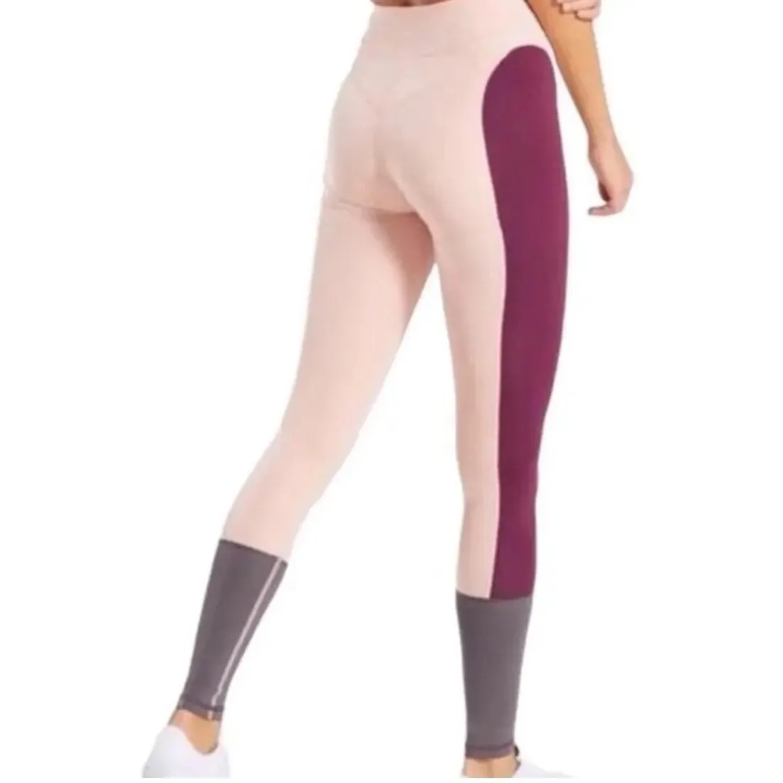 GYMSHARK | Women's Illusion Pink Gray Colorblock High Waisted Leggings - Image 2