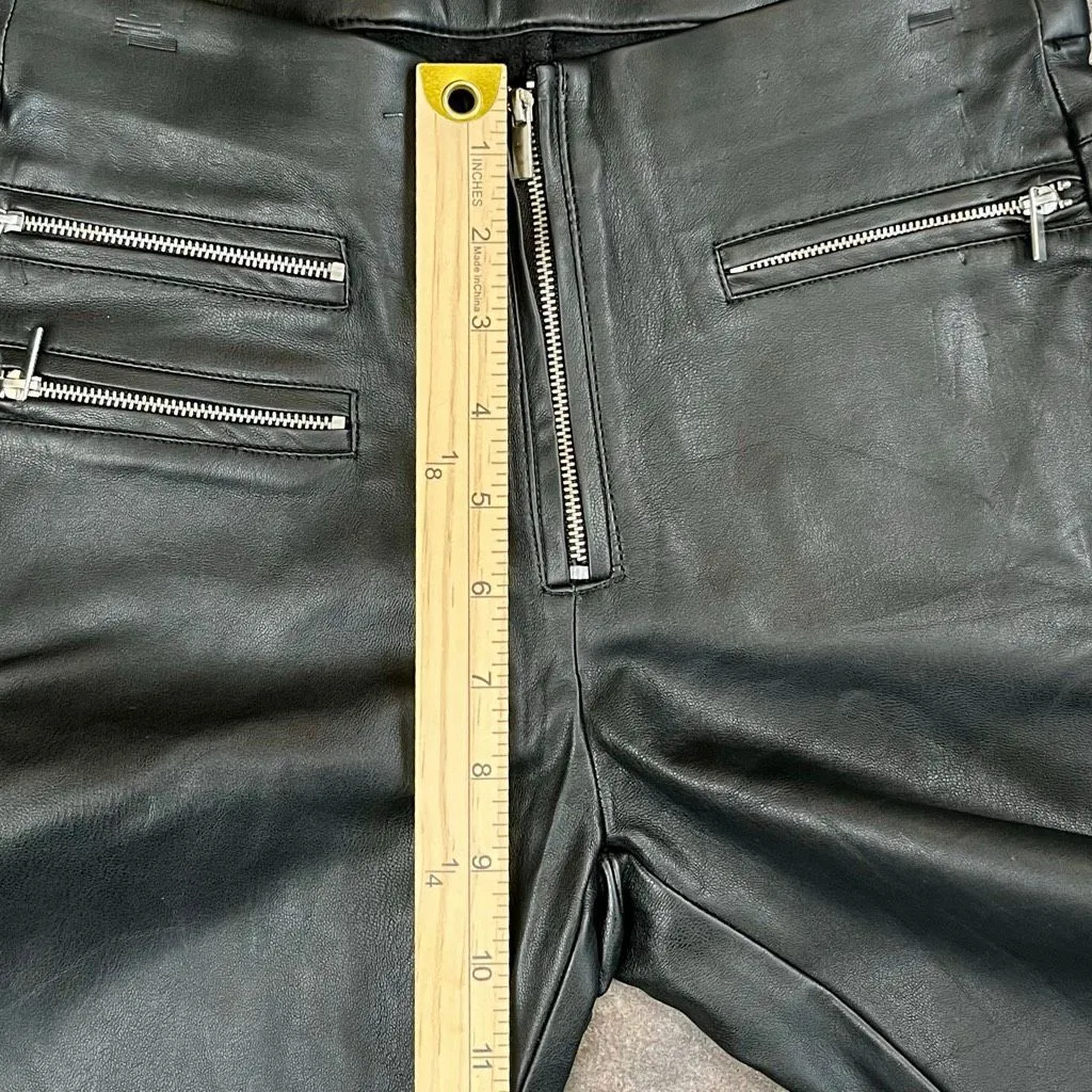 Zara Trafaluc Collection Black Faux Leather Zipper Leggings Small - Image 3