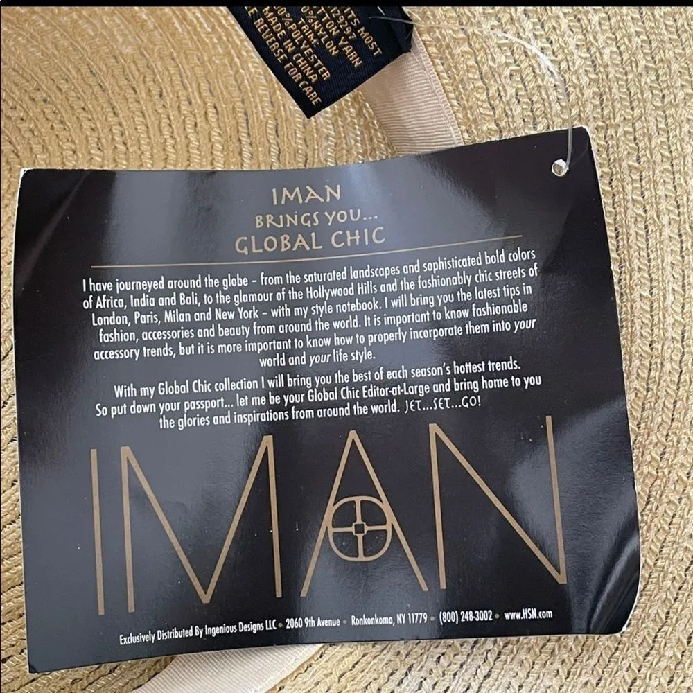 Iman large straw wide brim hat - Image 11