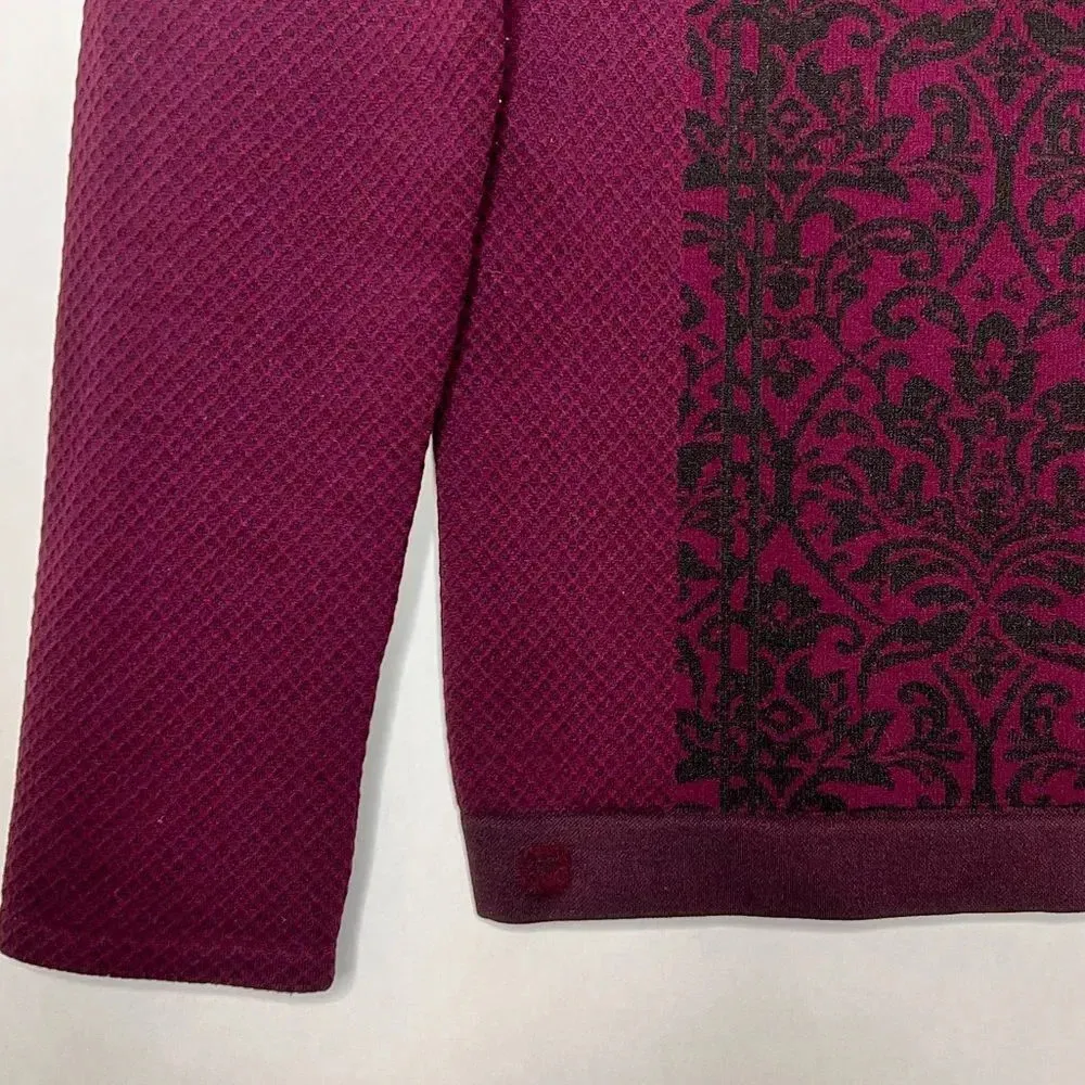 Fabletics Oula Seamless Top Long Sleeve Burgundy Damask Sz M/L - Image 5