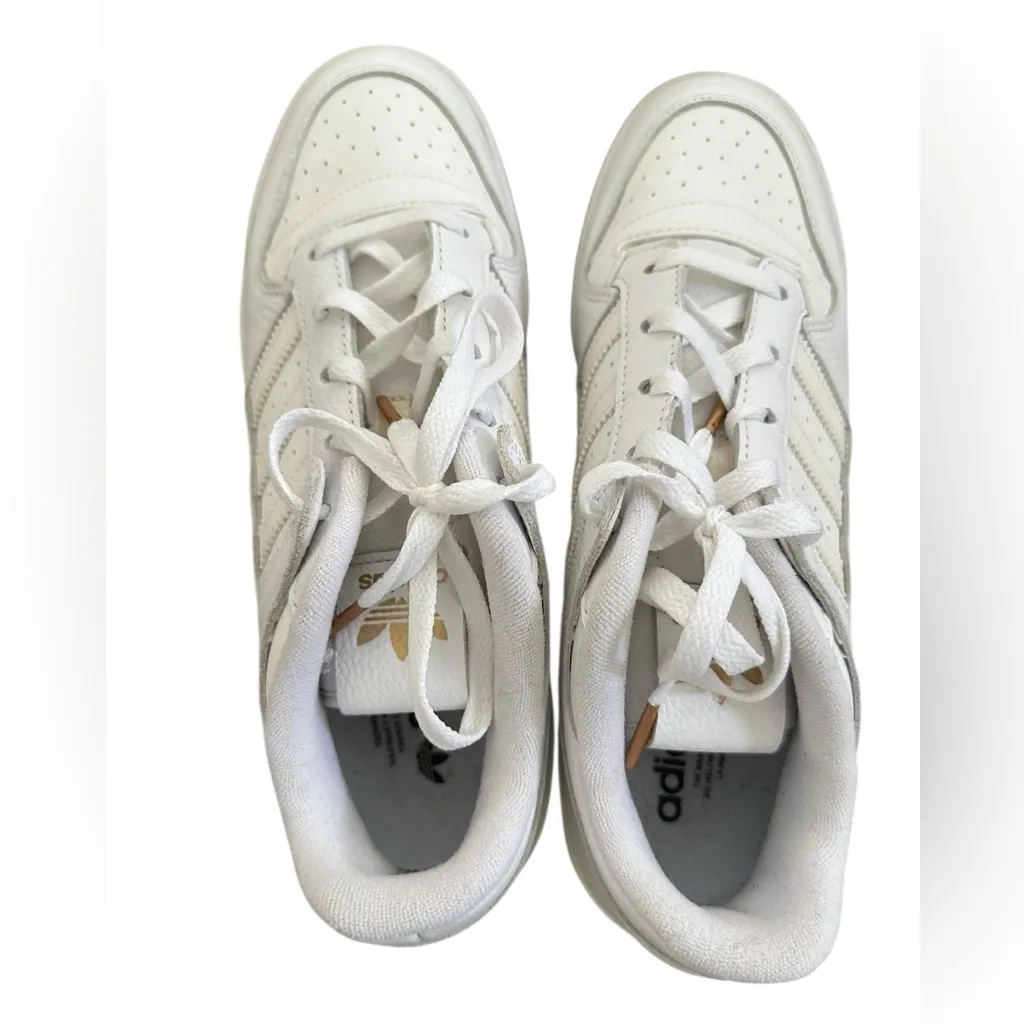Adidas Forum Low White Gold tumbled leather sneakers size 10.5 women - Image 6