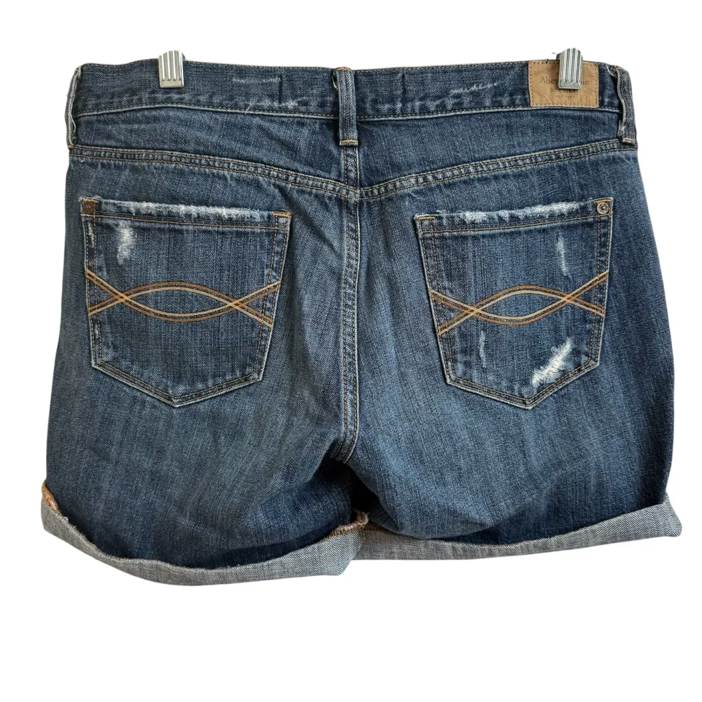 Abercrombie & Fitch Women’s Size 28/6 Button Fly Distressed Denim Jean Shorts - Image 2