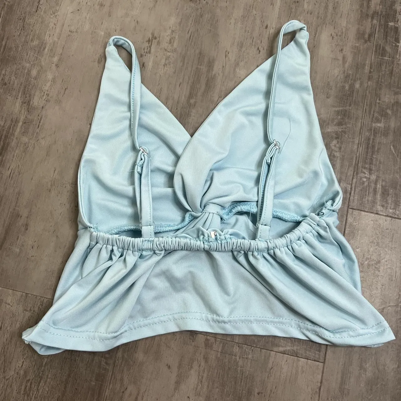 Knot Front Cropped Tank Top Blue Size Small - Image 2