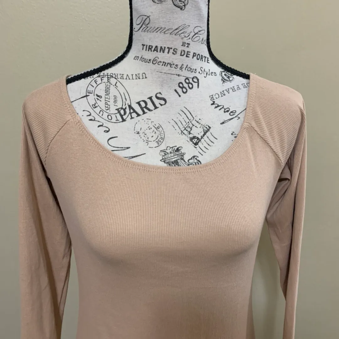 Beige Long Sleeve Ribbed Top Size 12 - Image 9