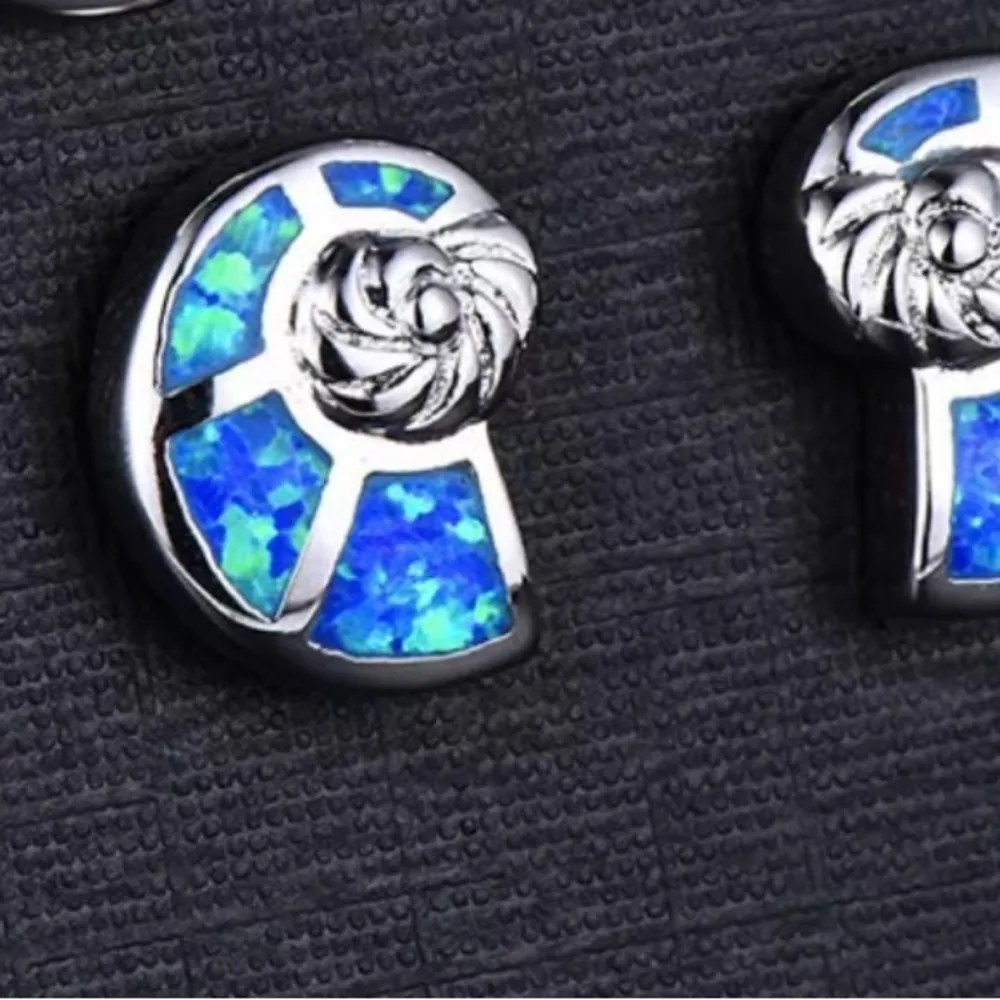 Opal Nautilus Shell Earrings - Image 3