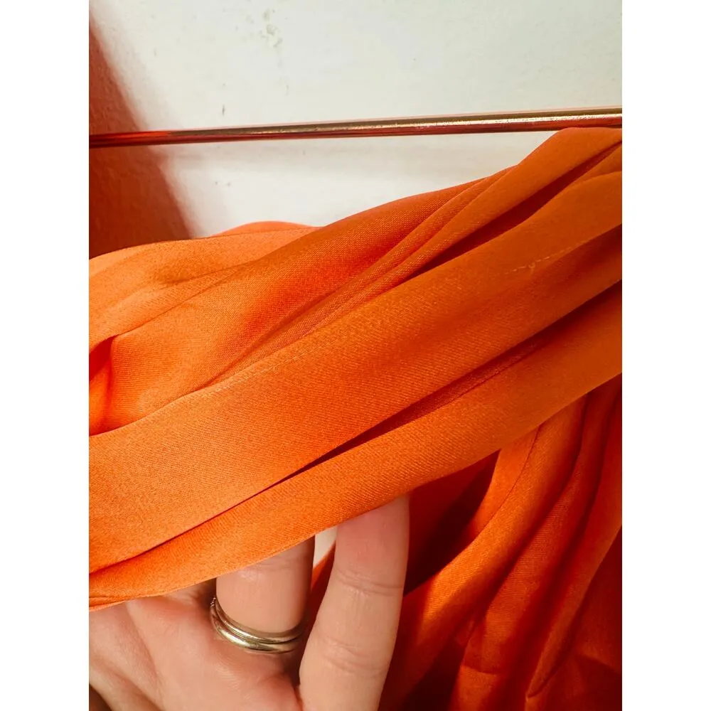 BAOBAB Orange Pink Purple Satin Shift Open Back One Shoulder Ombre Ari Gown L Size L - Image 9