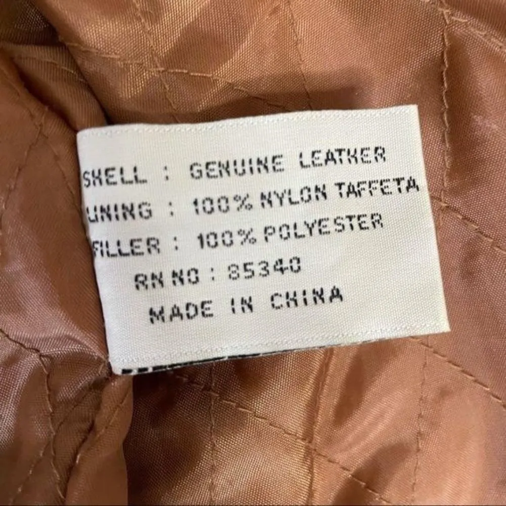 Vintage braefair leather metallic gold genuine leather button front jacket LG - Image 7