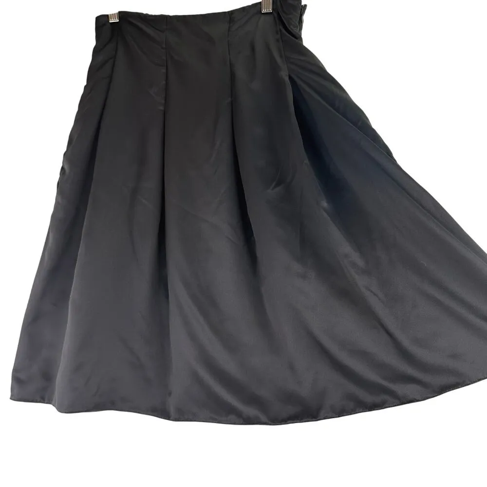 Armani Collezioni Black Silk Fit & Flare Skirt Size 6 - Image 2