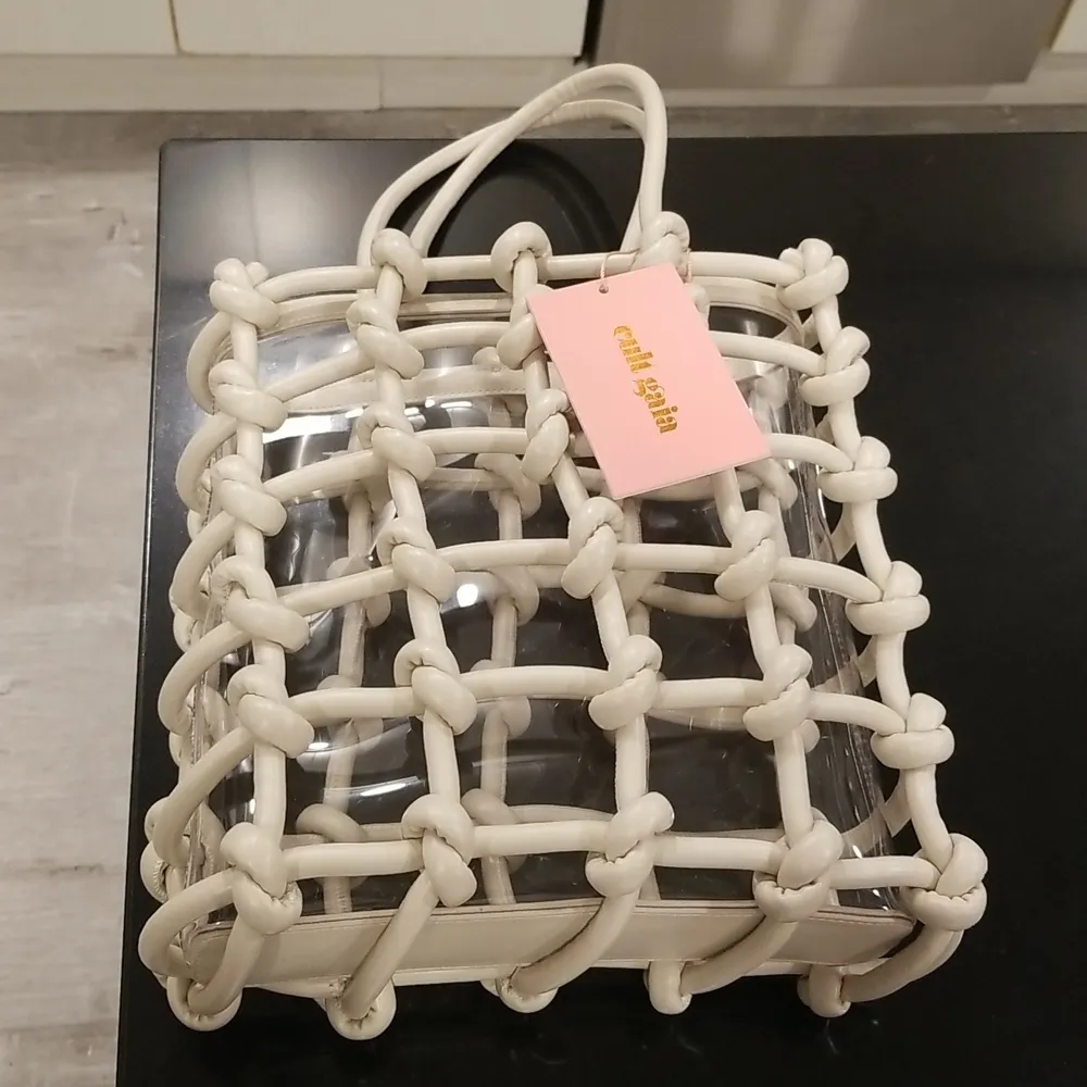 💕CULT GAIA💕 Enzo North-South Caged Tote Bag Faux Leather ~ Off-White NWT - Image 13