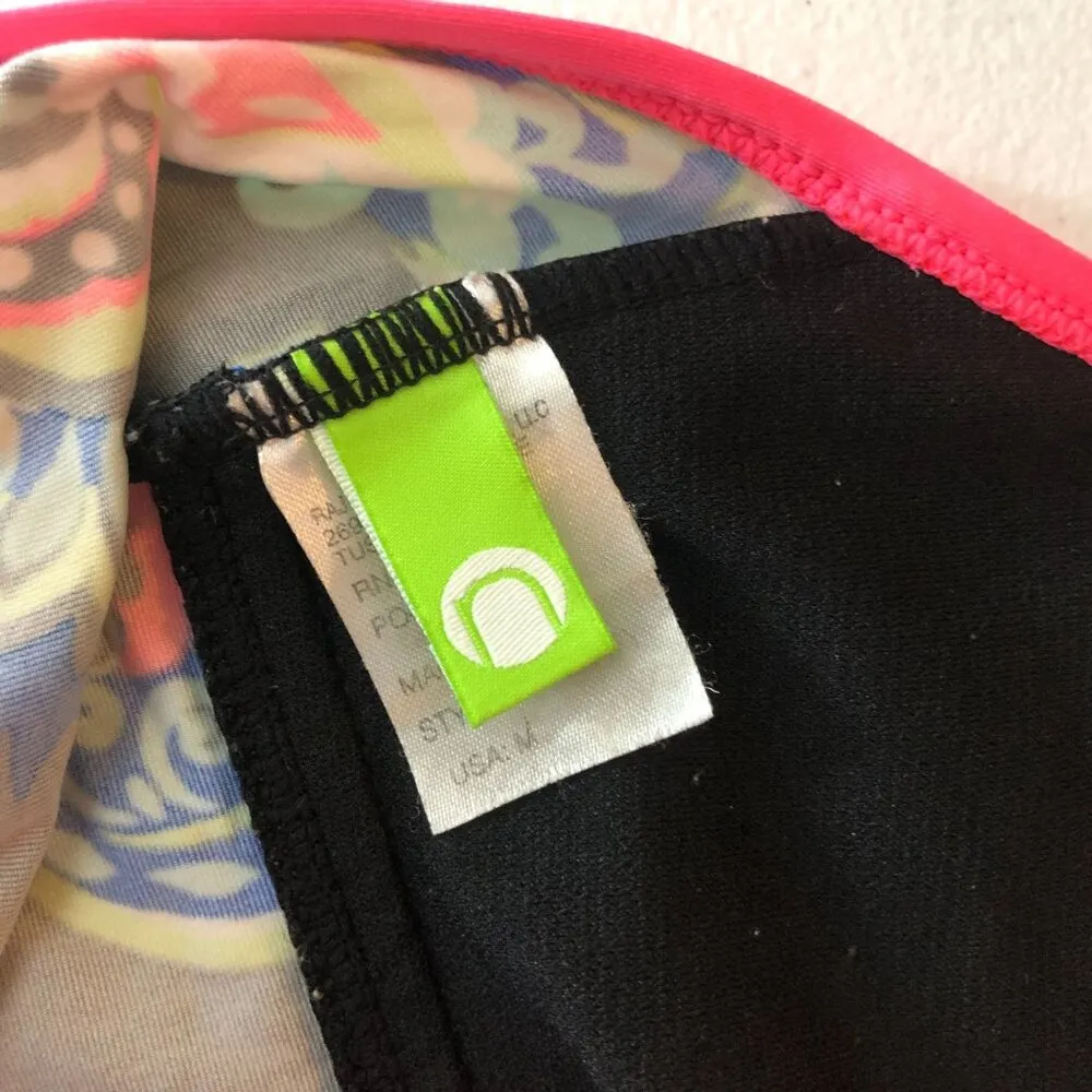 N Tankini Top V Neck Racerback Cutouts Paisley Black Colorful M Size M - Image 3