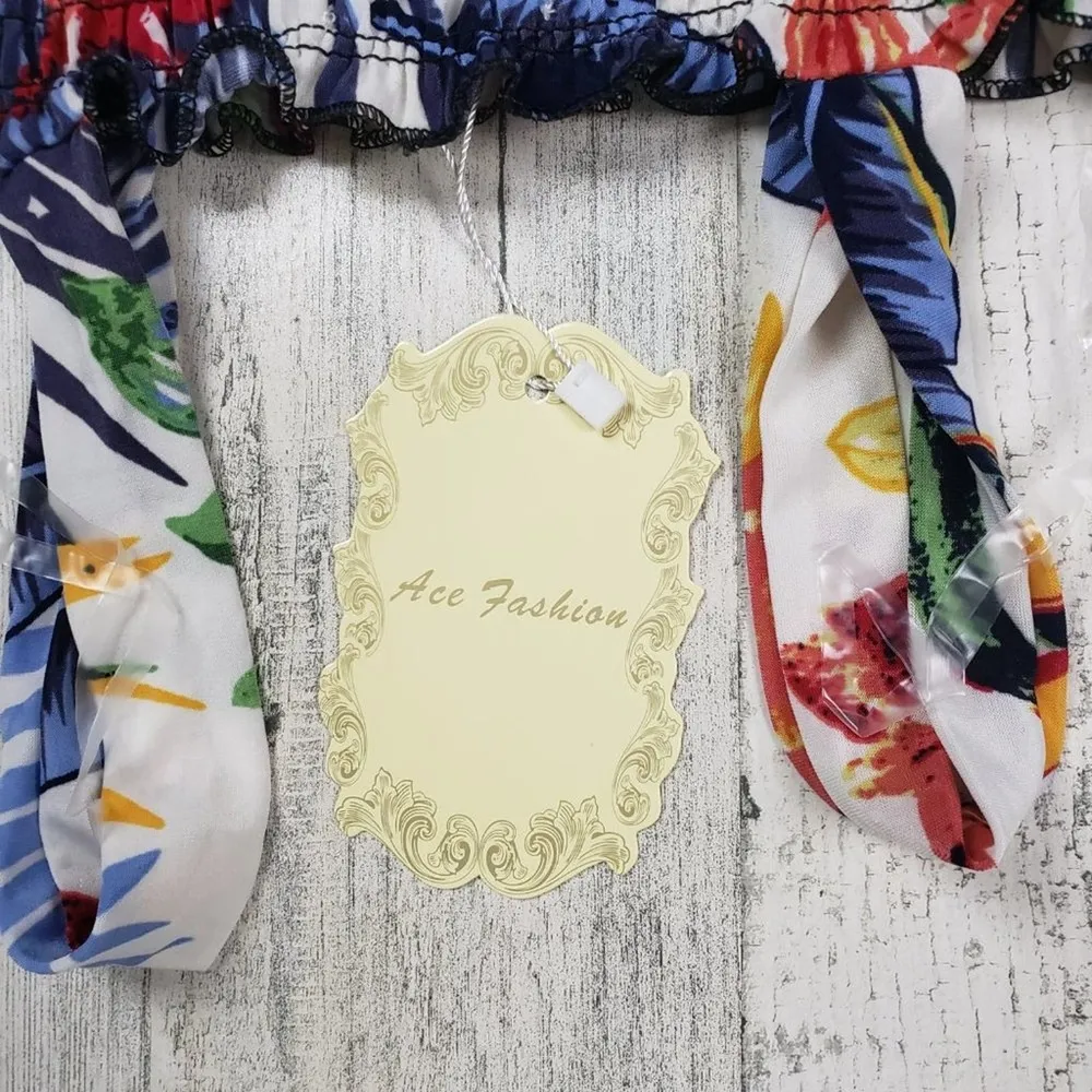 NWT Ace Fashions White Tropical Smocked Sundress Women’s Size Small - Image 8