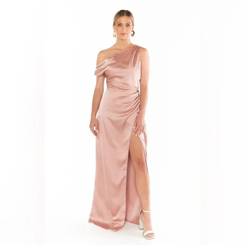 SHOW ME YOUR MUMU Jodie Dress In Rose Gold Luxe Satin - Image 6