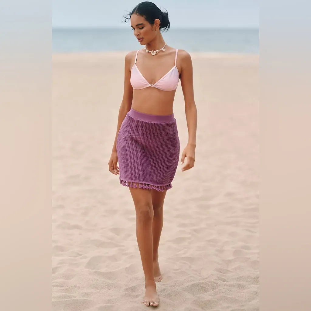 Celandine Crochet Tassel Mini Skirt - Magenta - Image 4