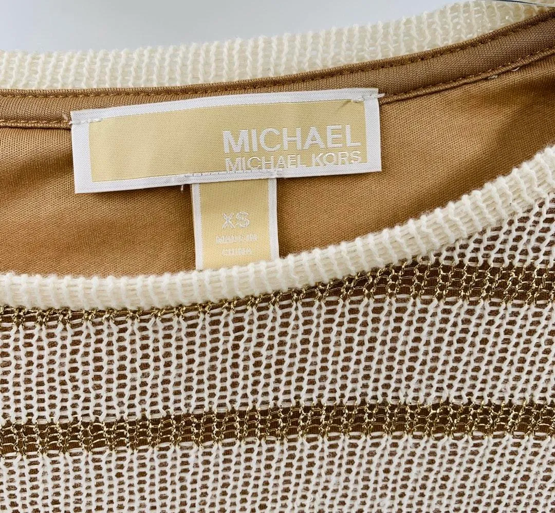 Cream Metallic-Gold Stripe Sweater XS - Image 8