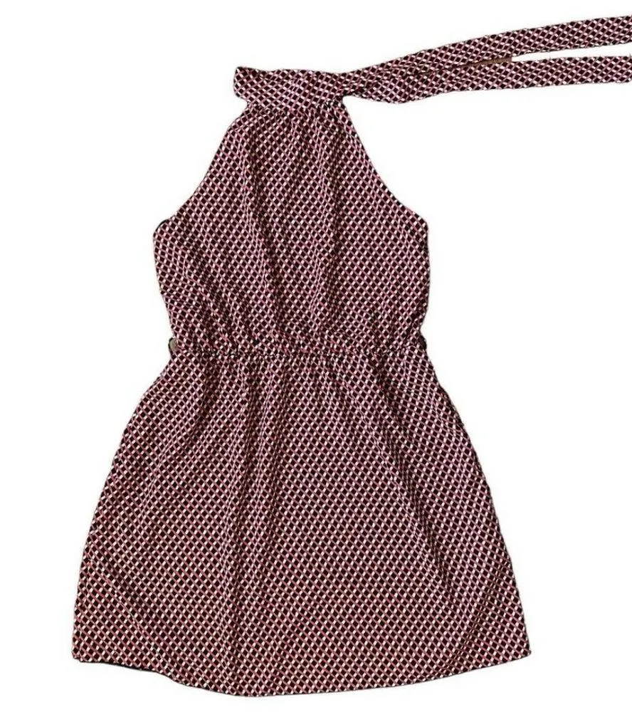 Romeo and Juliet Gossip Girl Orange Red Halter Blouson Dress Size Small - Image 9