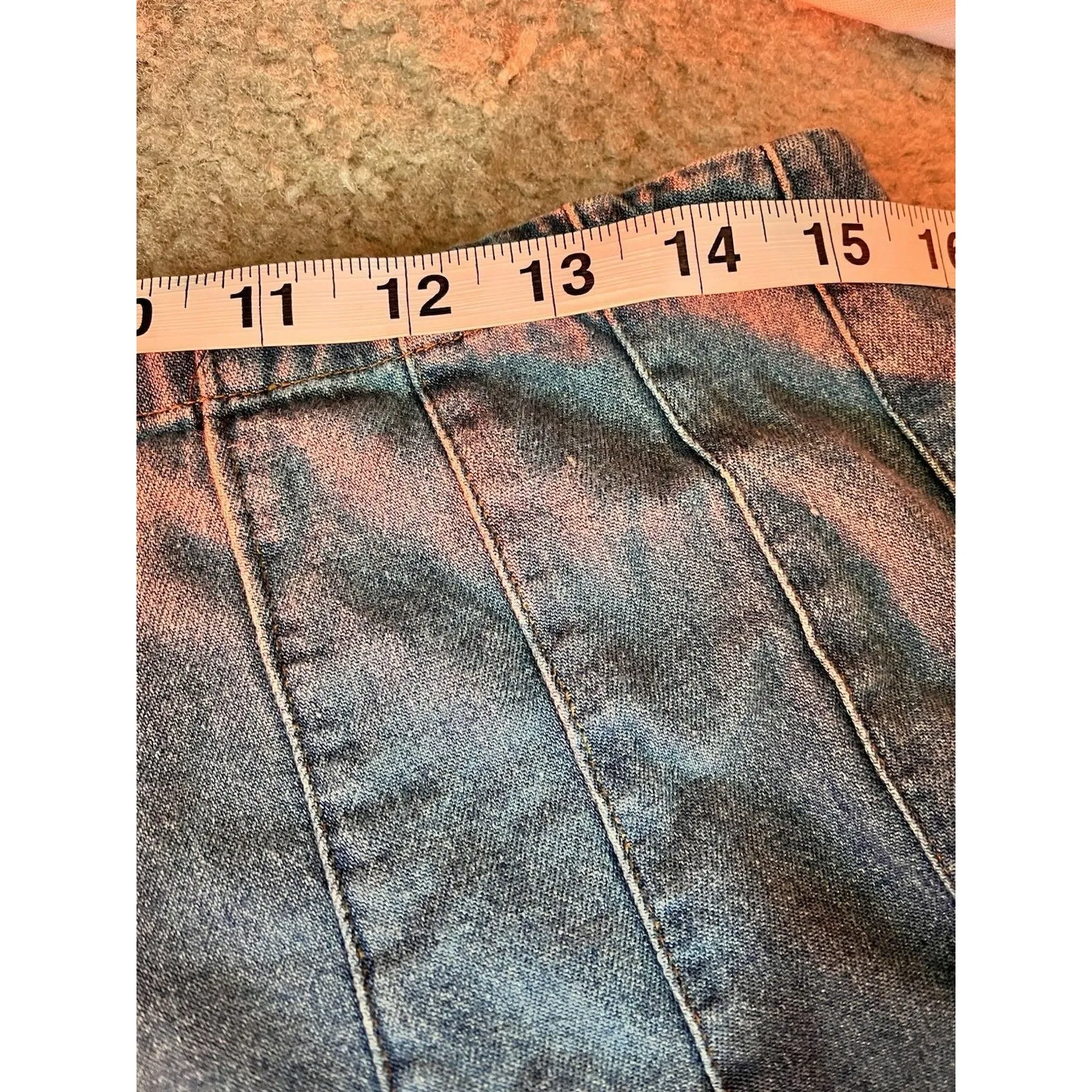 Vtg Y2K Fluted Denim Aline Skirt Med Coachella Rodeo Cowgirl Western Boho indie Blue - Image 7