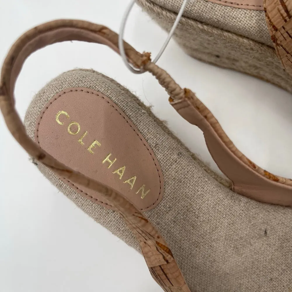 COLE HAAN Wedge Size 5 Cork Sandals Heels Espadrille Slingback Classic Summer - Image 6