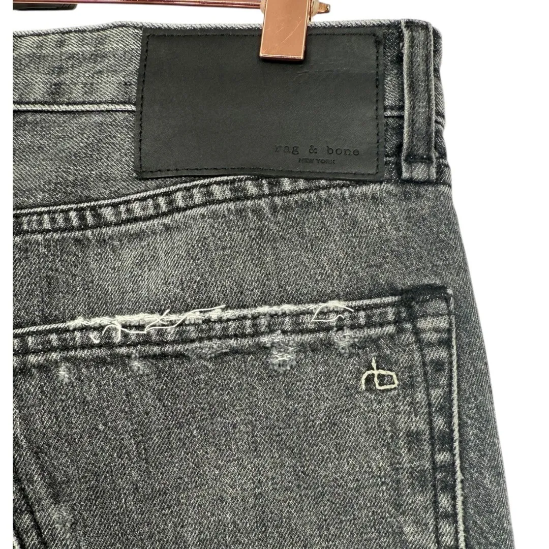 rag & bone Women's Rosa Mid Rise Boyfriend Jeans Black Magic Size 25 Distressed - Image 11