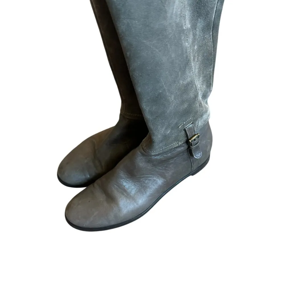 Attilio Giusti Leombruni AGL Grey Leather Suede Boots Tall Buckle Size 36 5.5 Gray - Image 7