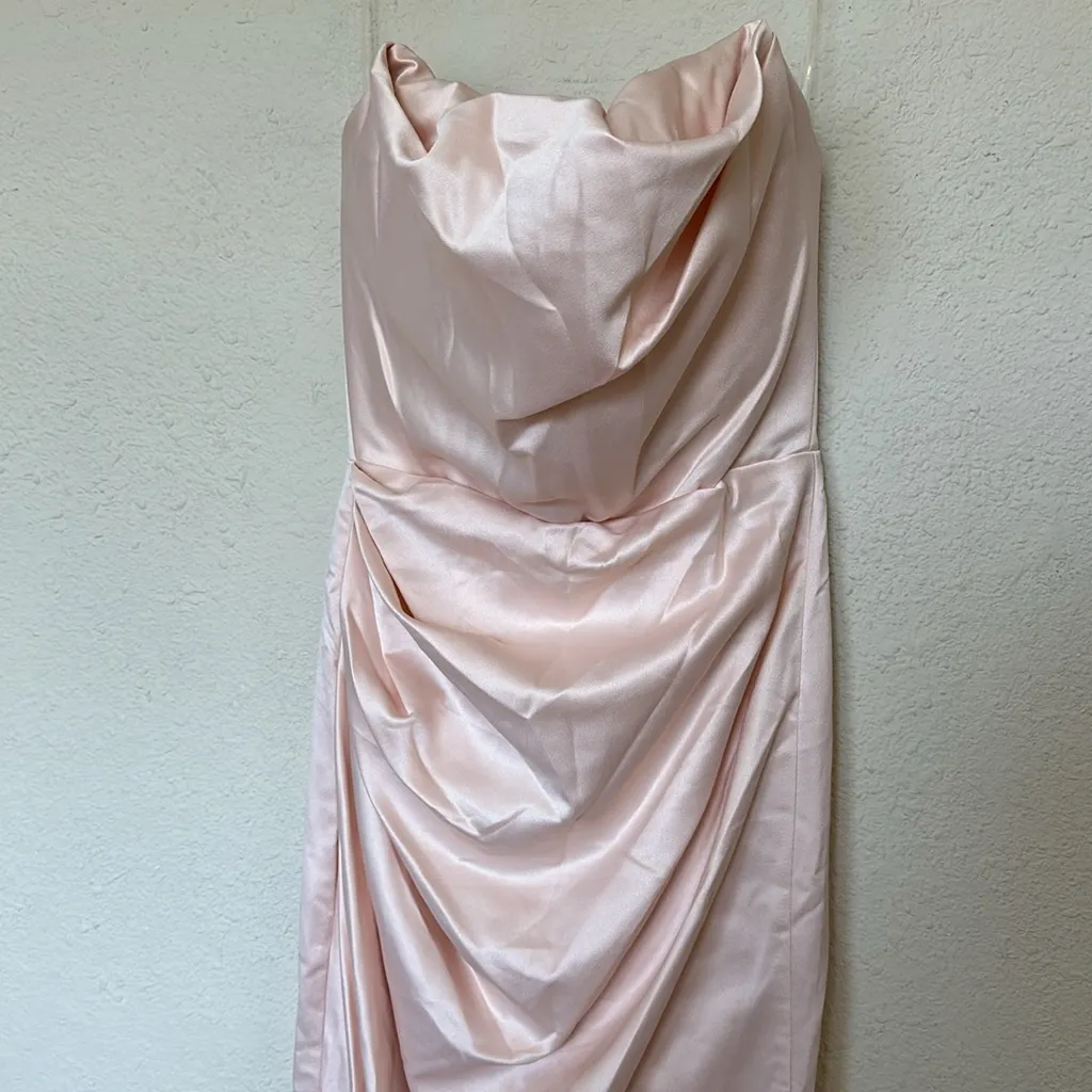 HOUSE OF CB S D-DD Adrienne Champagne Maxi Satin‎ Strapless Draped Corset dress - Image 5