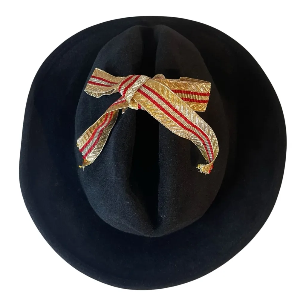 Bernstock Speirs Vtg Hat Womens Black Felt Medium Ribbon Bow Designer England - Image 2