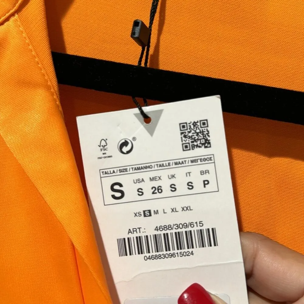 Zara Satin Knot Mini Dress Orange NWT Size Small - Image 3