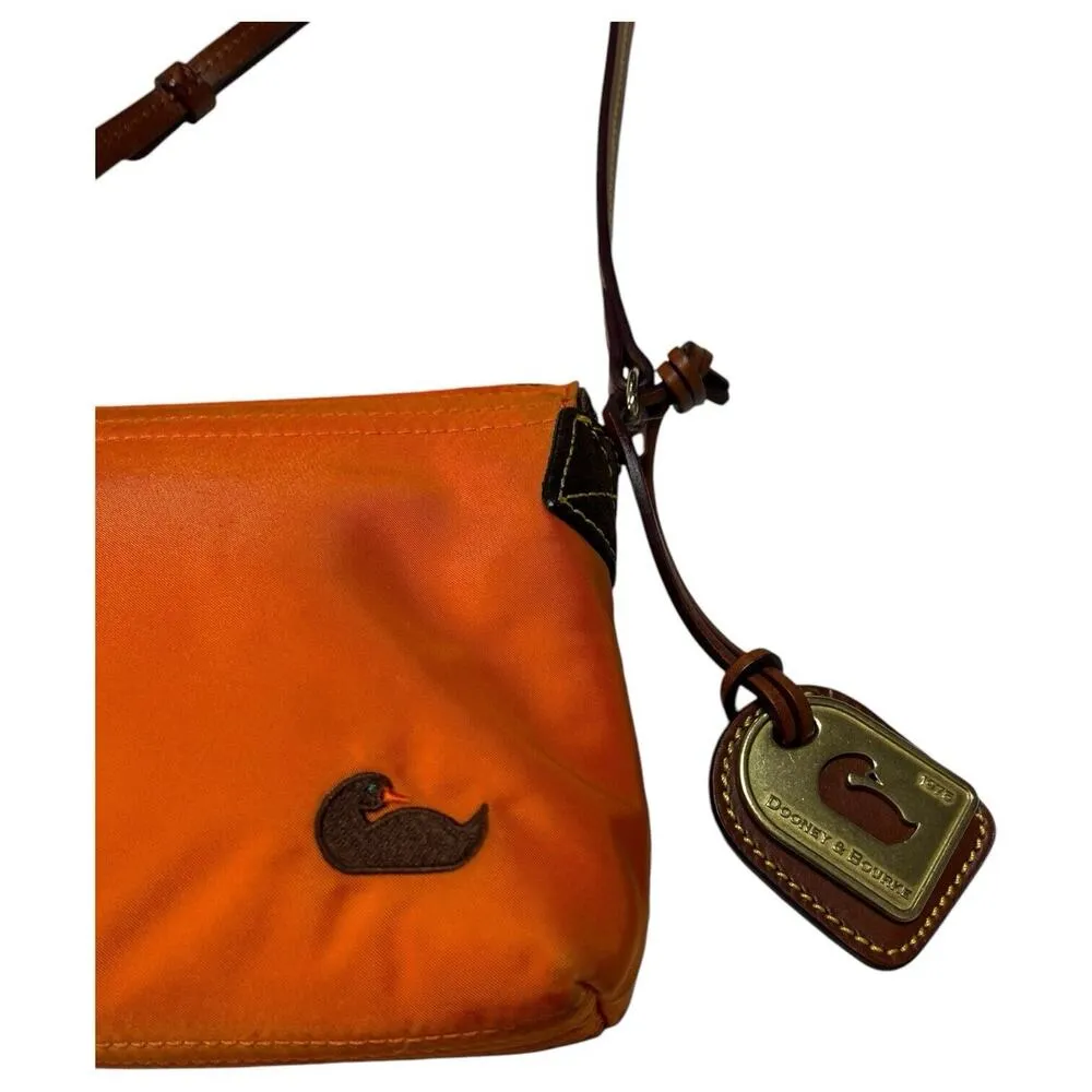 Dooney Bourke Purse Crossbody Orange Brown Embroidered Logo Boho Classic Preppy - Image 2