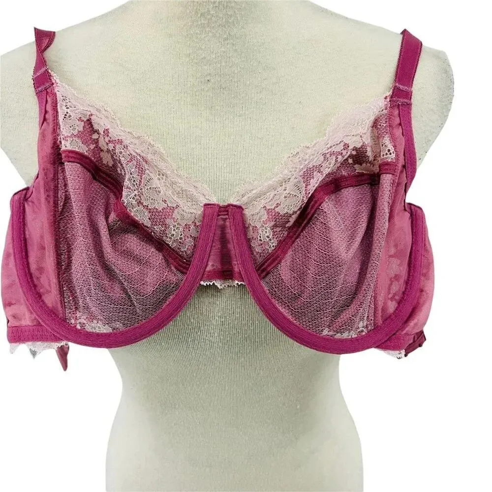 Wacoal Lace Affair Full Figure Underwire Bra 855256 Heather Rose 34DD Feminine - Image 7