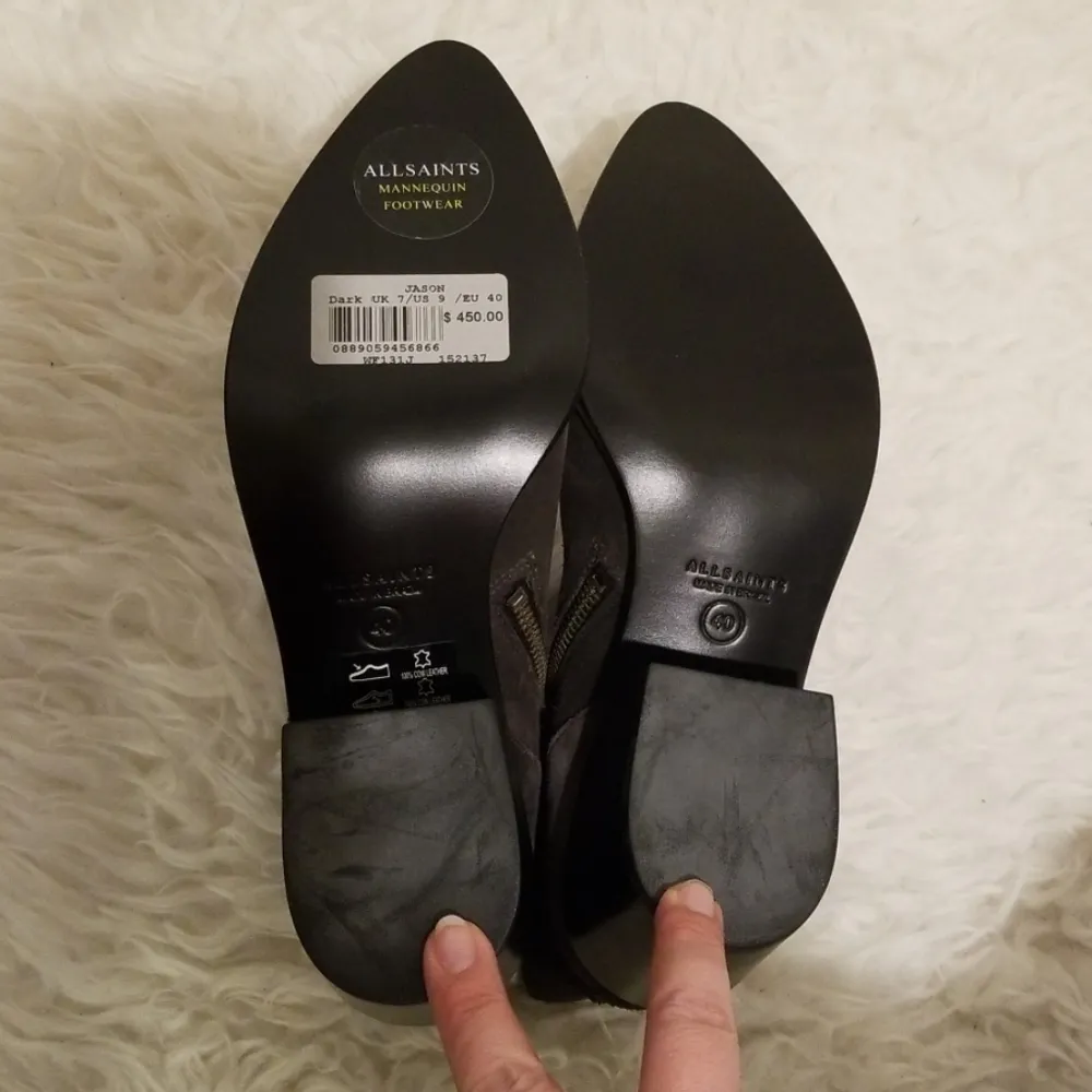 💕ALLSAINTS💕 Jason Buckle Ankle Boots Dark Grey - Image 8