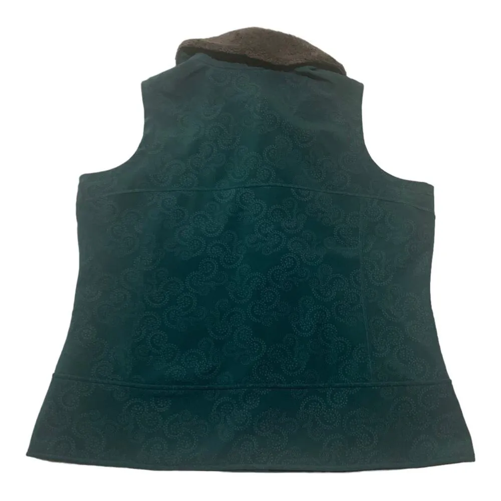 woolrich womens 2x paisley vest deep atlantic blue fur lined zip up pocket cold - Image 2