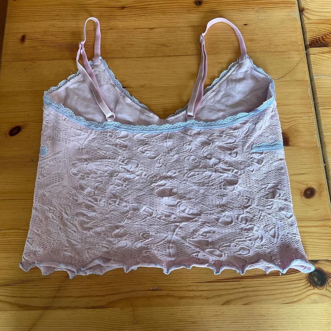 Y2K Urban Outfitters Women Pink and Purple Lace Fairy Soft Girl Tank Crop-top XL - Image 3