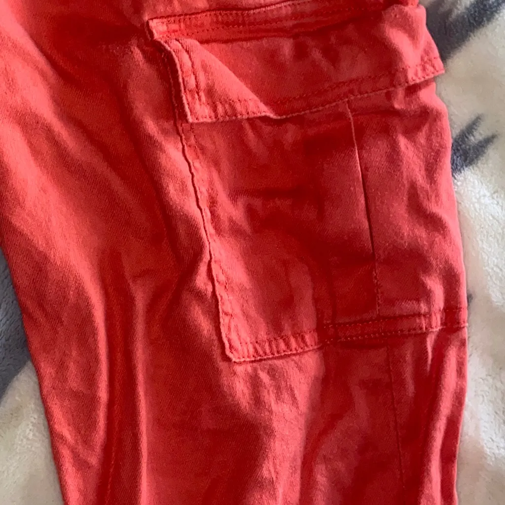 HOT CORAL LIVERPOOL PANTS Linen Blend Cargo Drawstring - Image 3