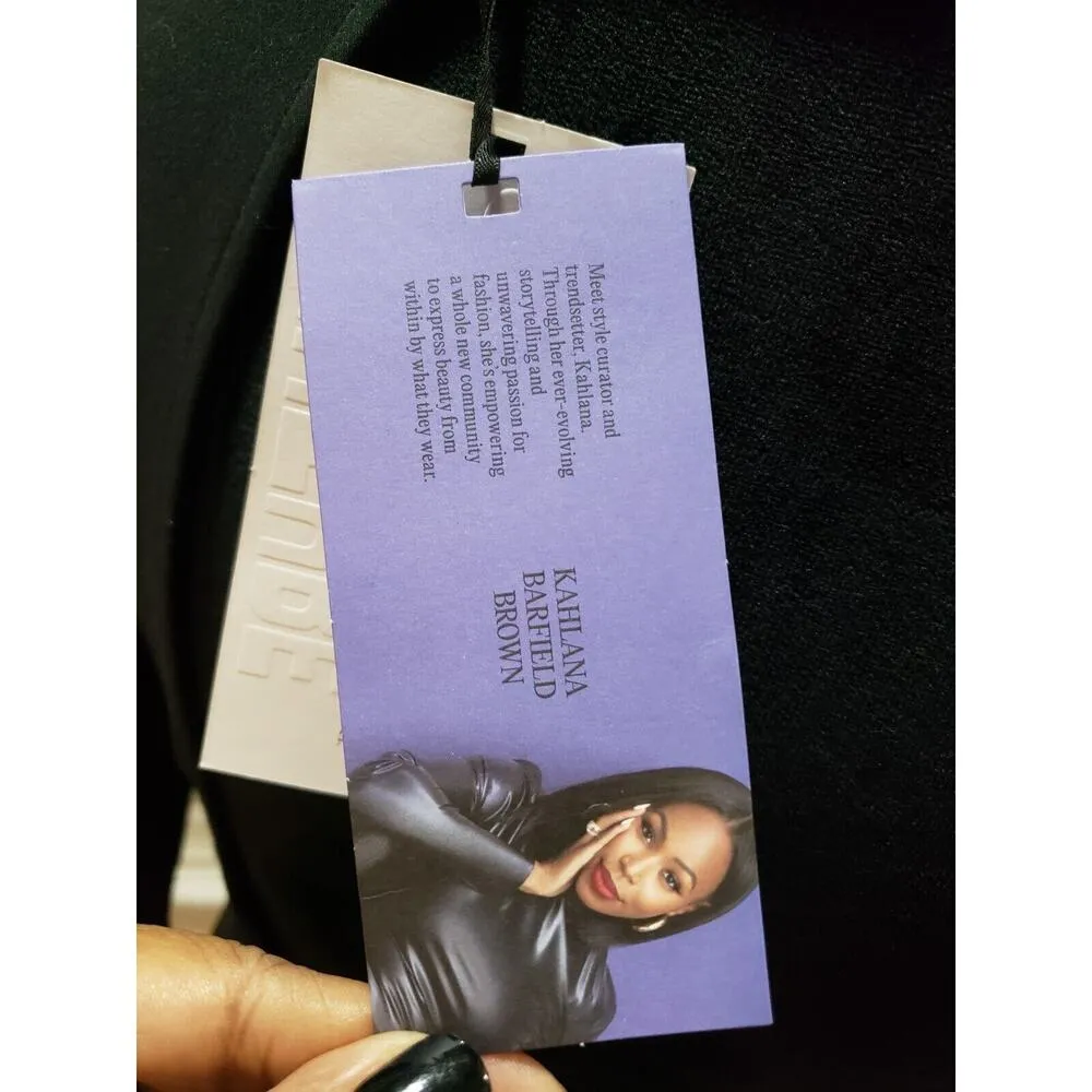 Future Collective Womens Black Cut Out Back V Neck Long Sleeve Top Blouse Size S - Image 8