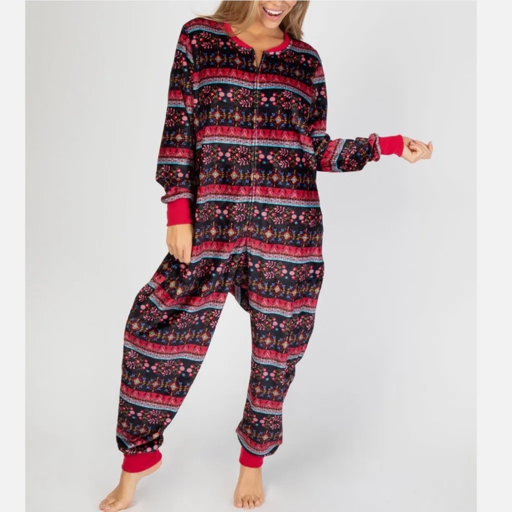 Natural Life Velour Fleece Lined Onesie Pajamas Jumpsuit XS/Small - Image 3