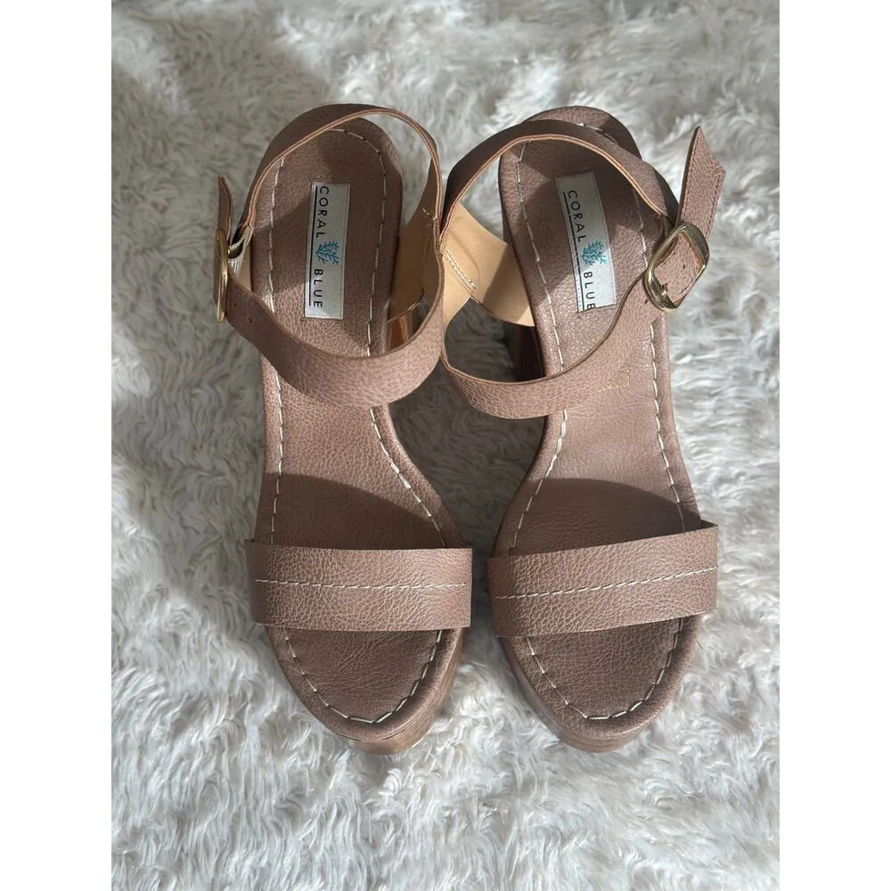 Anthropologie Made in Mexico Tan Platform Block Chunky Heels Wood Boho Bratz - Image 4