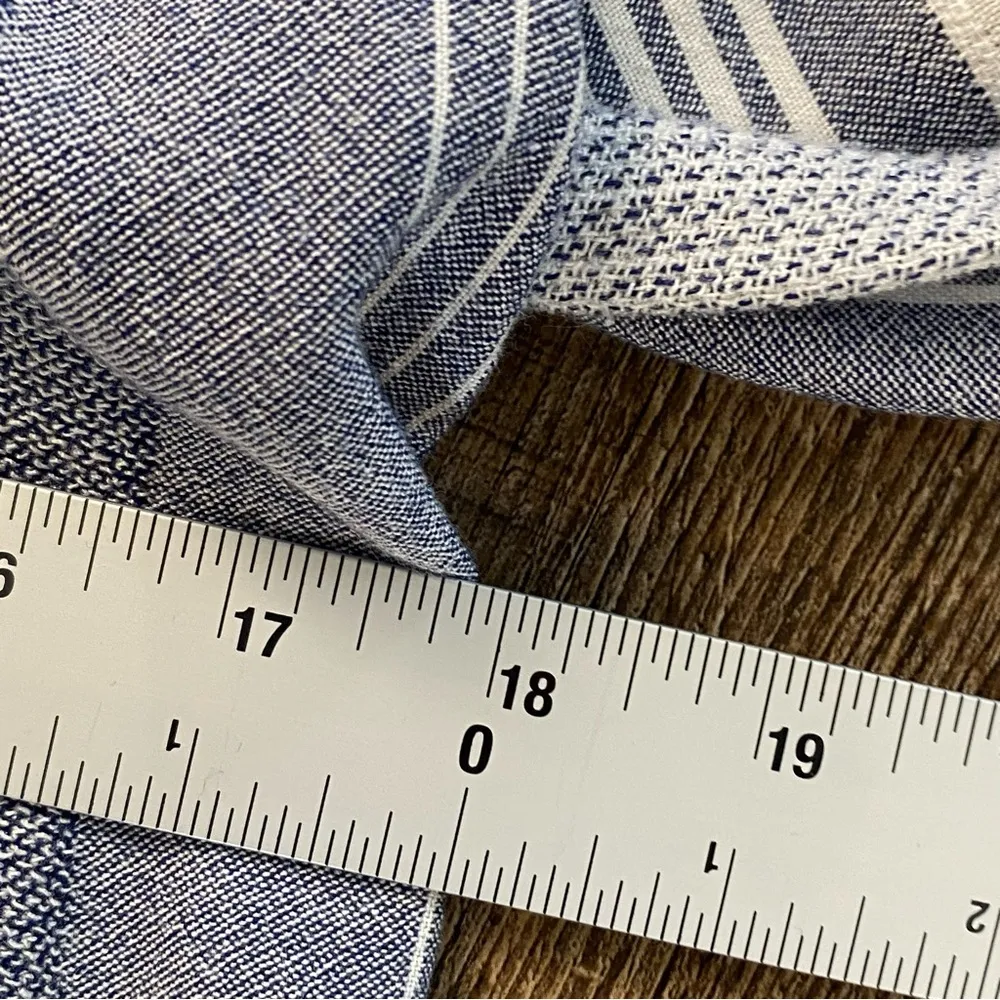 Maeve Anthropologie Shirt Women S Blue White Vertical Striped Button Down - Image 7