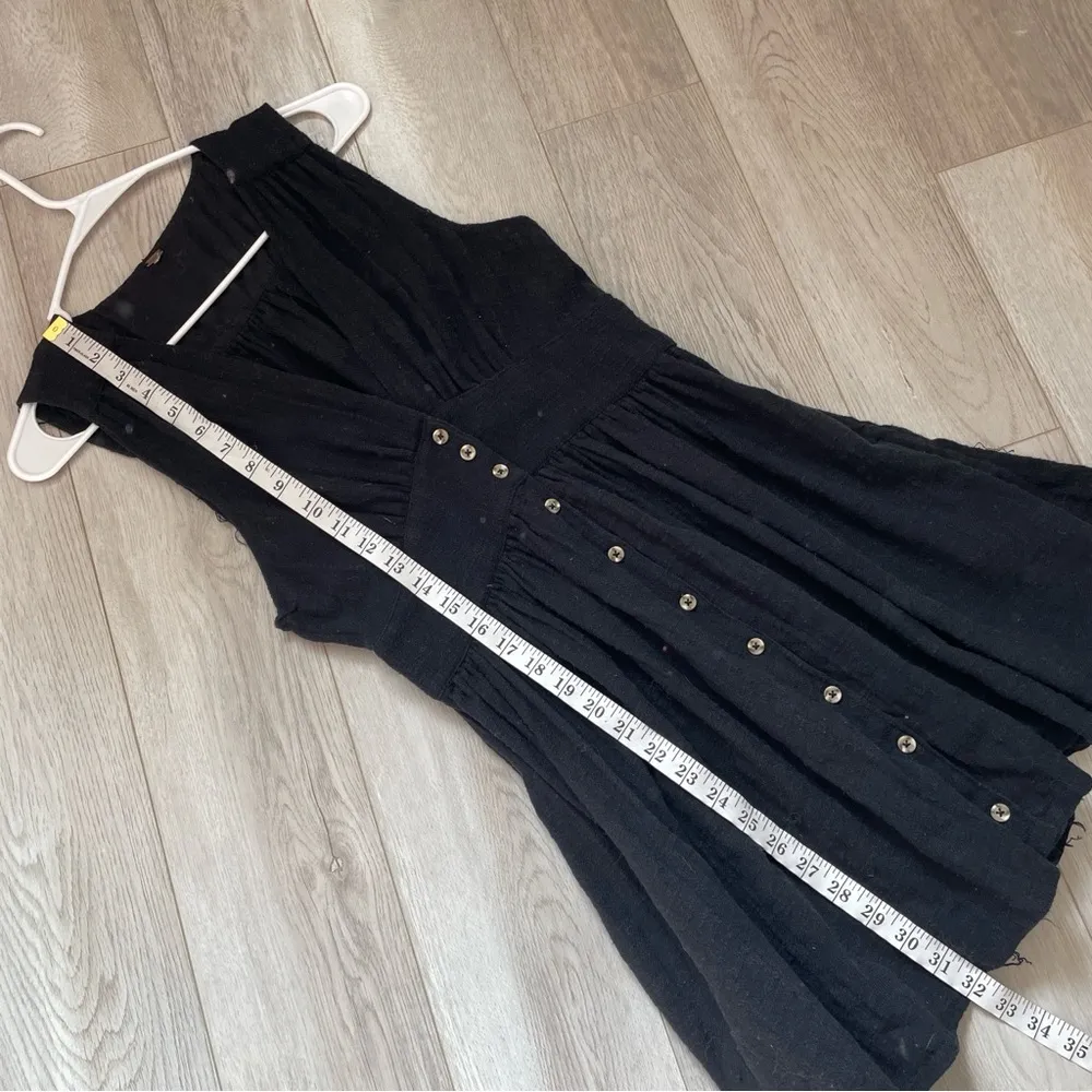 Free People Cotton Gauze Button Front Sleeveless Side Tie Dress Black (small) - Image 5