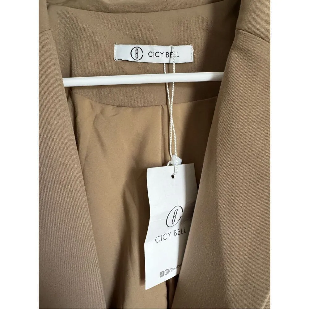NEW Cicy Bell women’s tan casual button front blazer sz XL office preppy minimal - Image 5