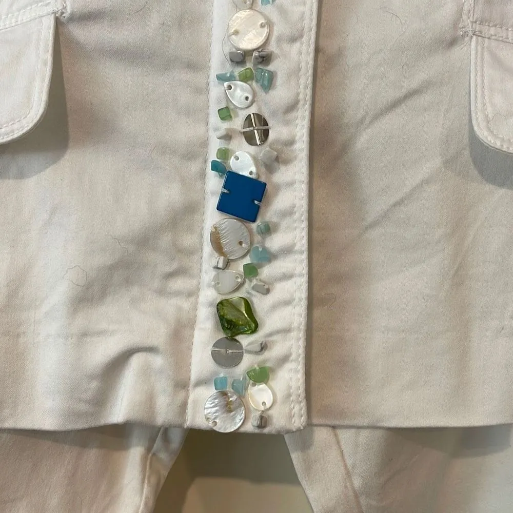 Hearts of Palm Women’s Set 2 Pc‎ Beaded Pant Suit White Size 10 - Image 2