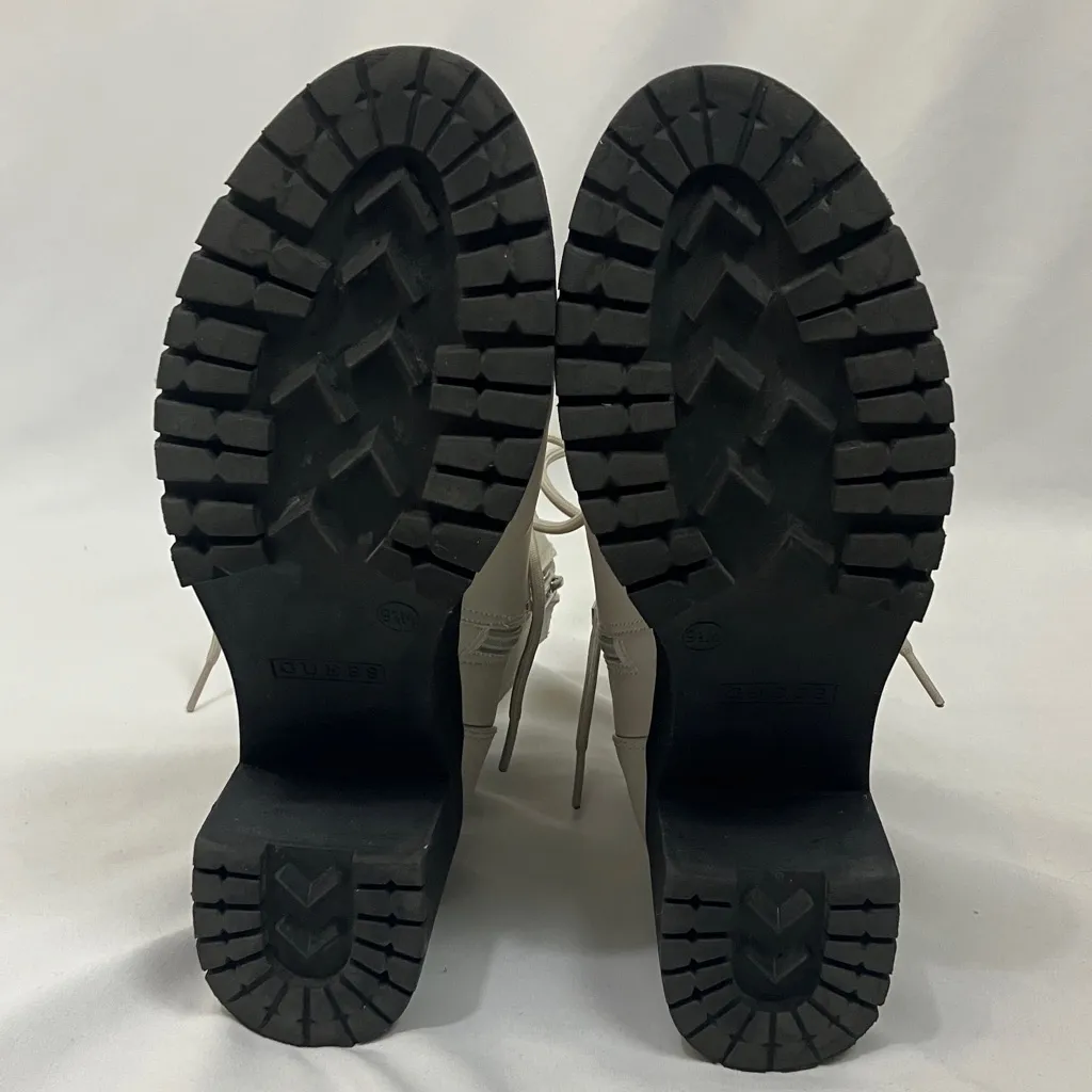Guess Cream Lace up Chunky Heels Ankle Boots Women’s Size 9.5 - Image 10