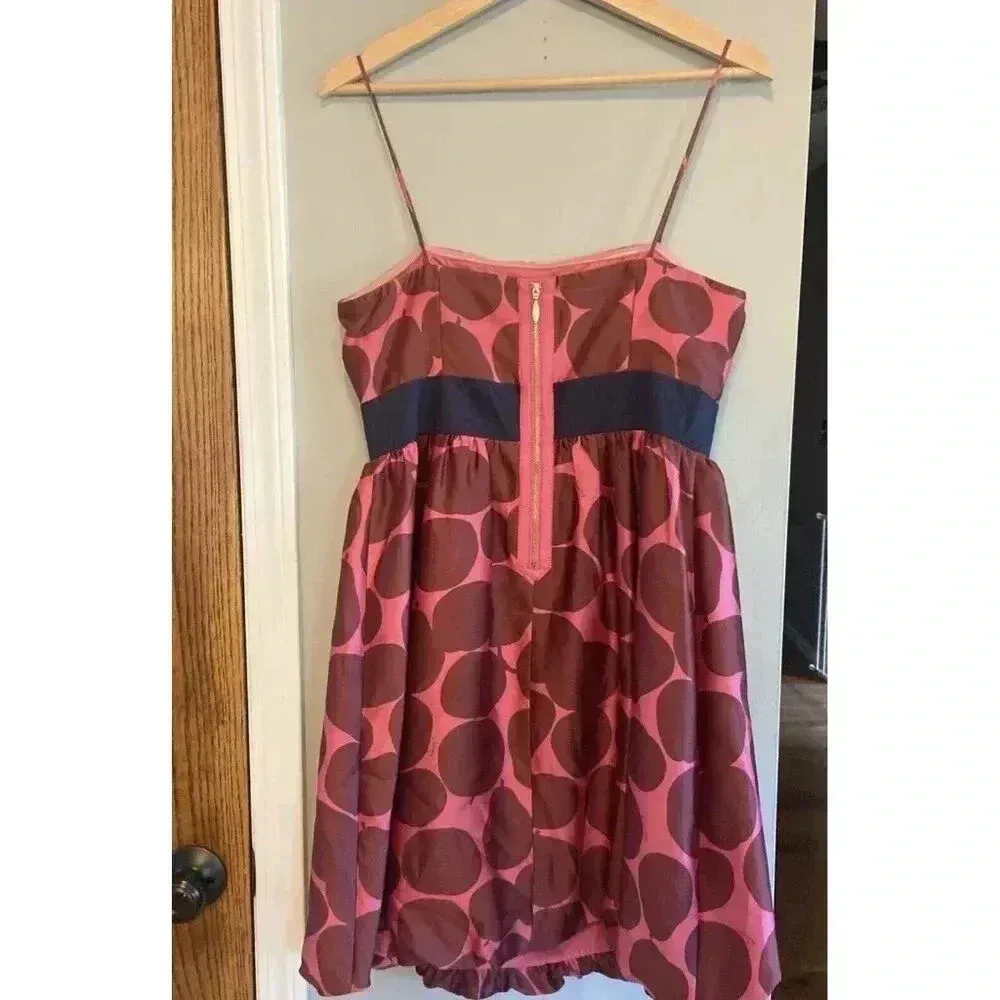 JUICY COUTURE‎ Apple Print PINK Sleeveless SILK BUBBLE DRESS Size 8 Preppy Party - Image 4