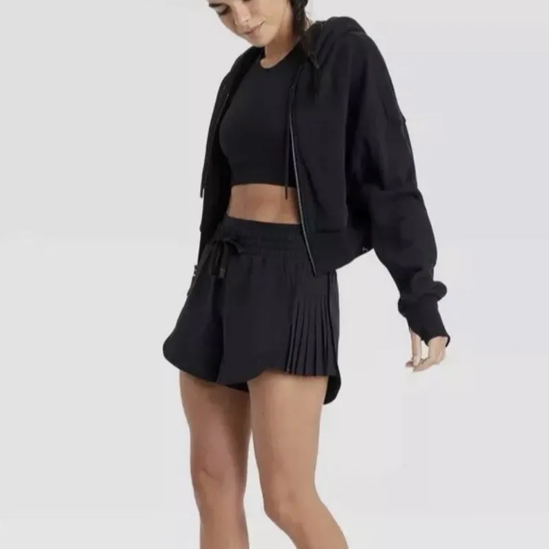 Joy Lab High Rise Pleated Side Shorts Women's Size Medium Black - Image 9