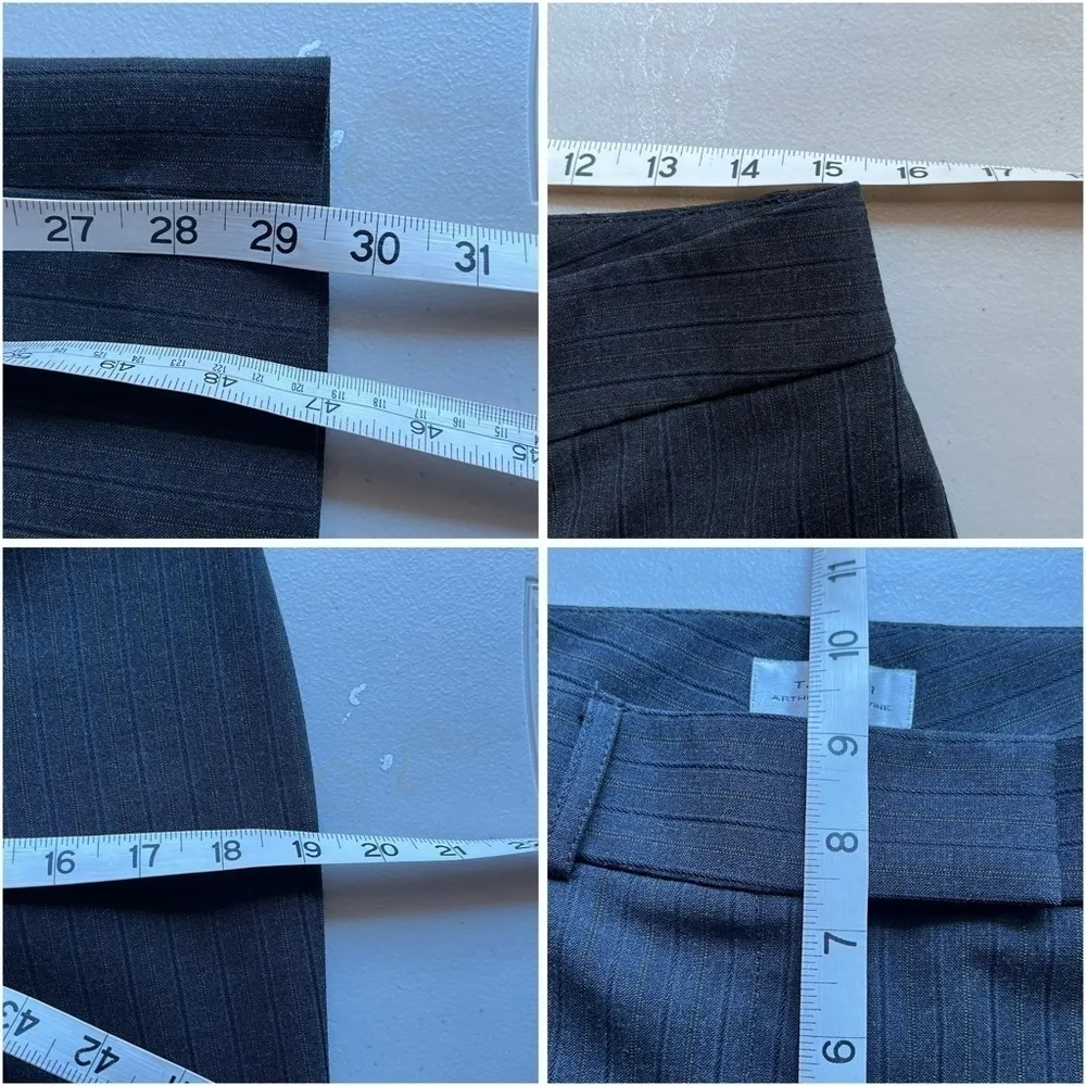 Tahari ASL gray gold pinstriped dress pants slacks trouser midnrise flare 6 - Image 3