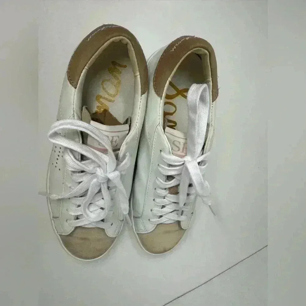 Sam Edelman Aubrie White Leather Sneakers‎ Size 6.5 - Image 8