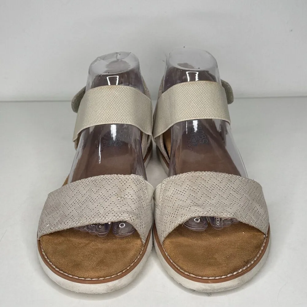 Bobs By Skechers Sandals Size 9W Desert Kiss Stretch Wedge Slingback Beige Brown - Image 4